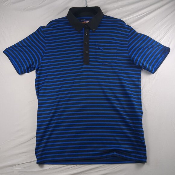 Puma Men's Golf Dry Cell Technology Performance Polo Shirt Large Blue Black - Picture 1 of 11